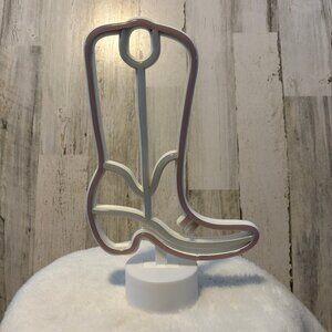 Urban Shop 12" Cowboy Boot LED Neon Table Light Pink & White Battery Operated